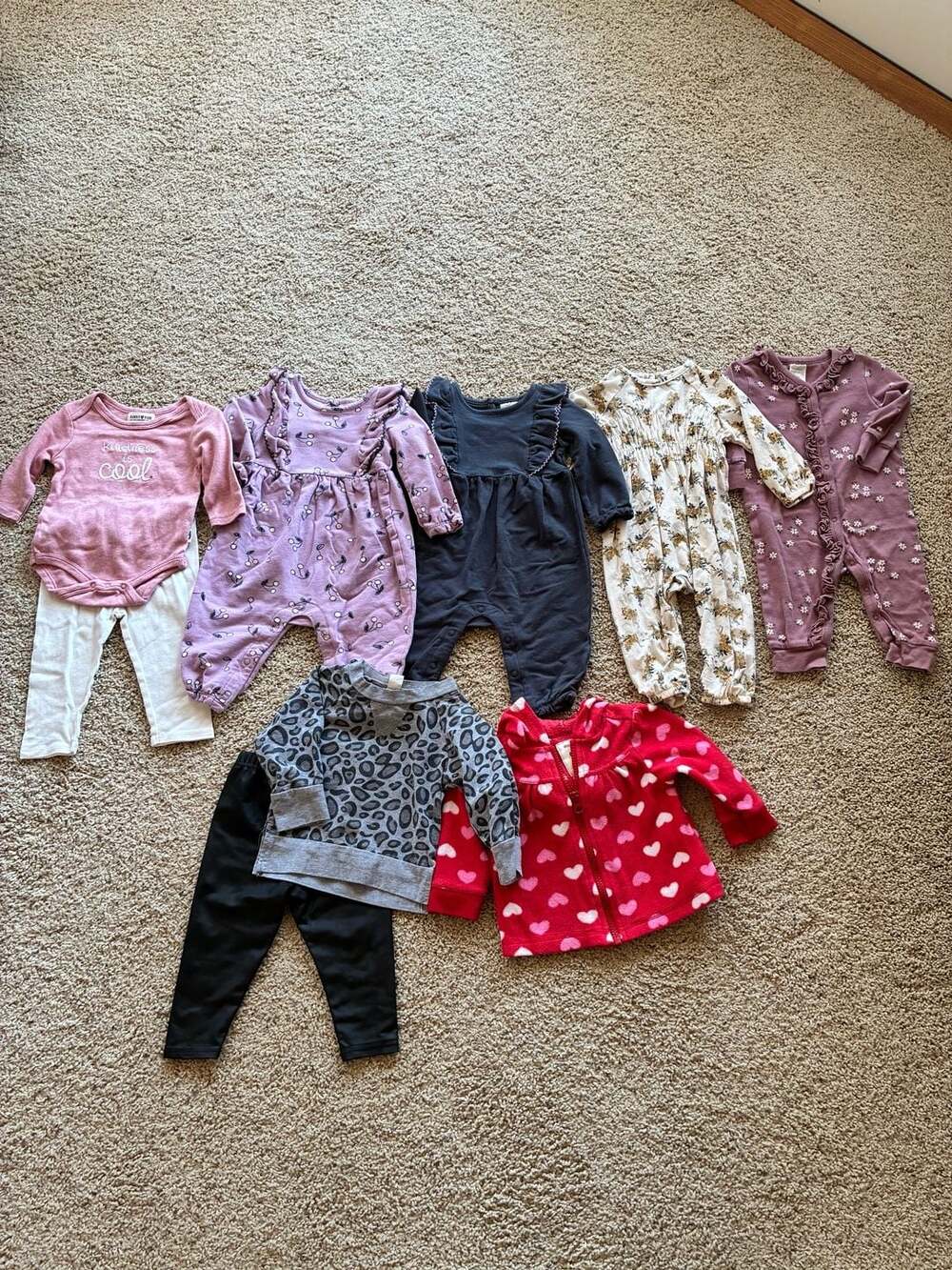 Baby Girl Assorted Clothing Bundle Bodysuits Rompers Pants Hoodie Size 6-12 Mont